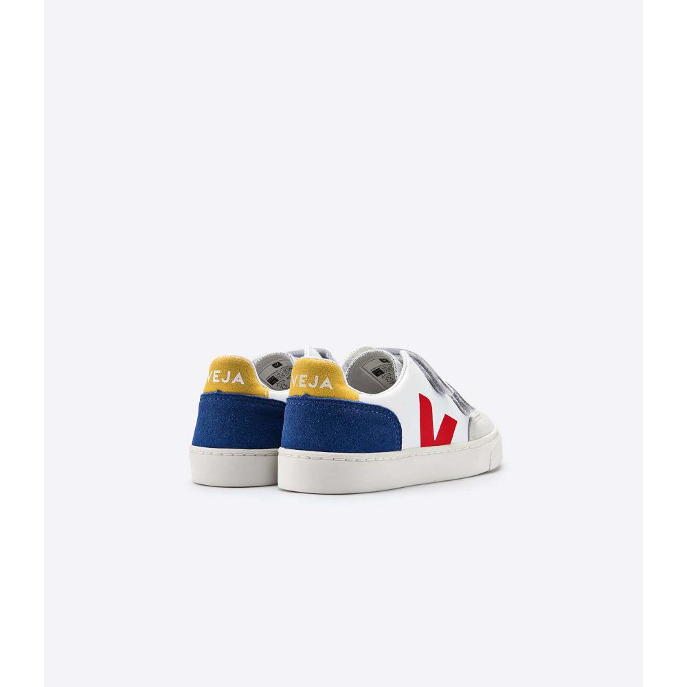 Αθλητικά Παπούτσια παιδικα Veja V-12 LEATHER White/Red/Blue | GR 881HAP